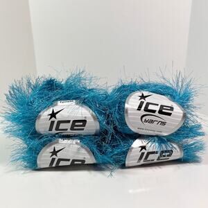 Lot of 4 Balls of Ice Yarns Long Eyelash Yarn, Bright Turquoise